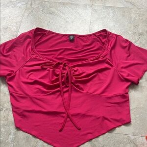 SHEIN Red Tie-Front Crop Top